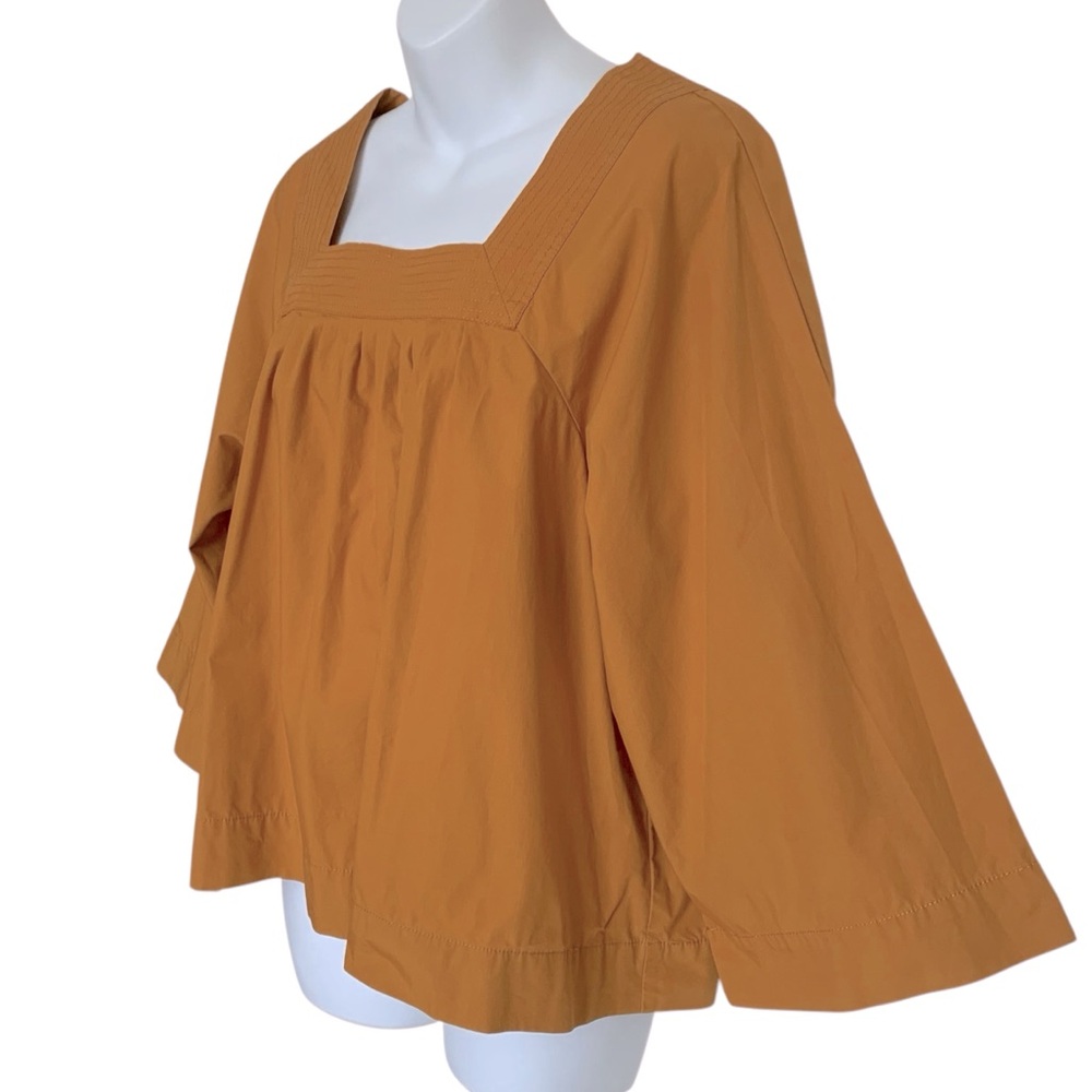 Madewell Square Neck Mustard Yellow Blouse Top - Picture 7 of 9